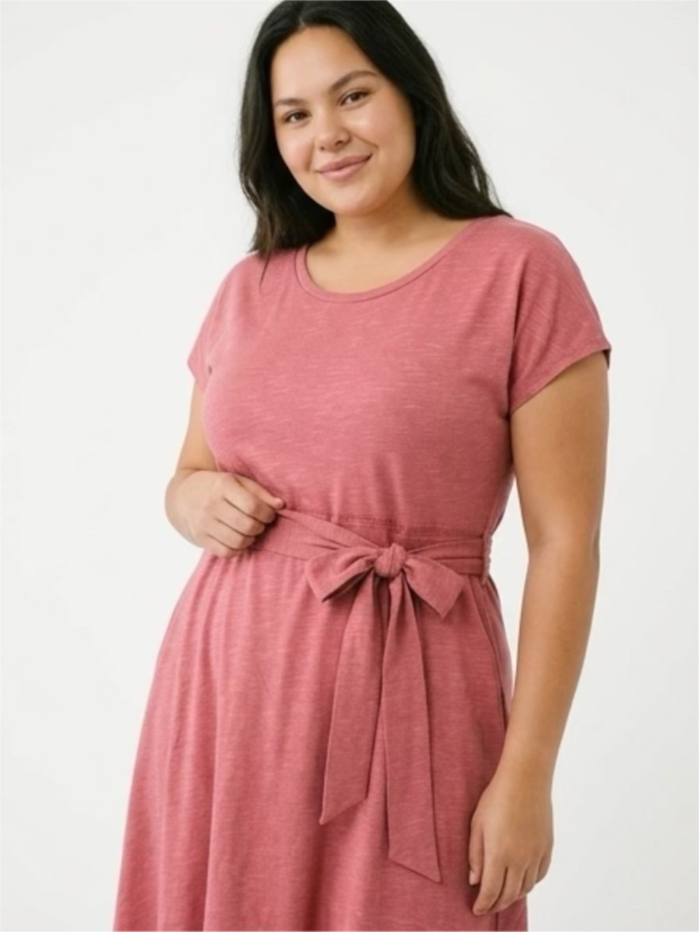 Toad&Co Organic Cotton Tie Waist Dress XS Rose PinkPockets Sustainable
